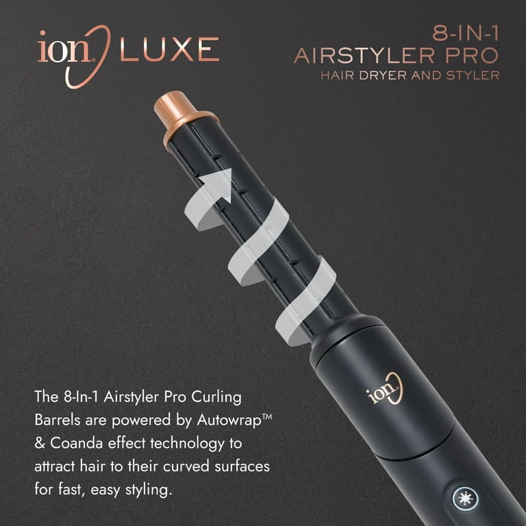 ion Luxe 8-In-1 Airstyler Pro, Interchangeable Hair Dryer 