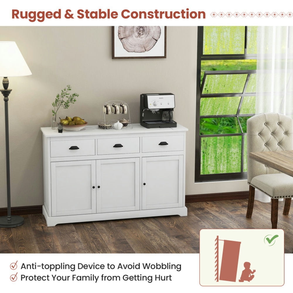 Finihen Kitchen Storage Cabinet, Buffet Sideboard, 3 Drawers Sideboard Buffet Storage with Adjustable Shelves, for Dining Room, Kitchen, Living Room, White Finihen Kitchen Storage Cabinet, Buffet Sideboard, 3 Drawers Sideboard Buffet Storage with Adjustable Shelves, for Dining Room, Kitchen, Living Room, White