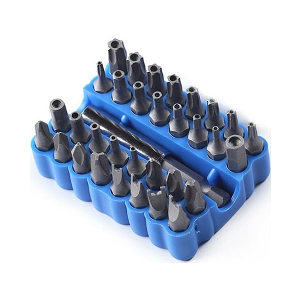 Juego de 33 puntas de seguridad con destornillador Torx hexagonal de estrella a prueba de manipulaciones y portapuntas.