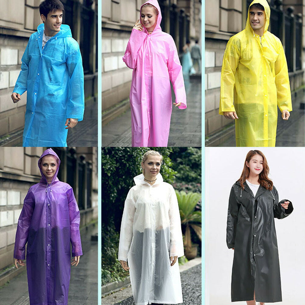 Adult Unisex Rain Waterproof EVA Hooded Coat Raincoat Poncho Outwear Shoe Cover 
