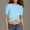 Blue, variant on LADIGASU Women'sRound Neck Short Sleeve Solid Color Casual Top