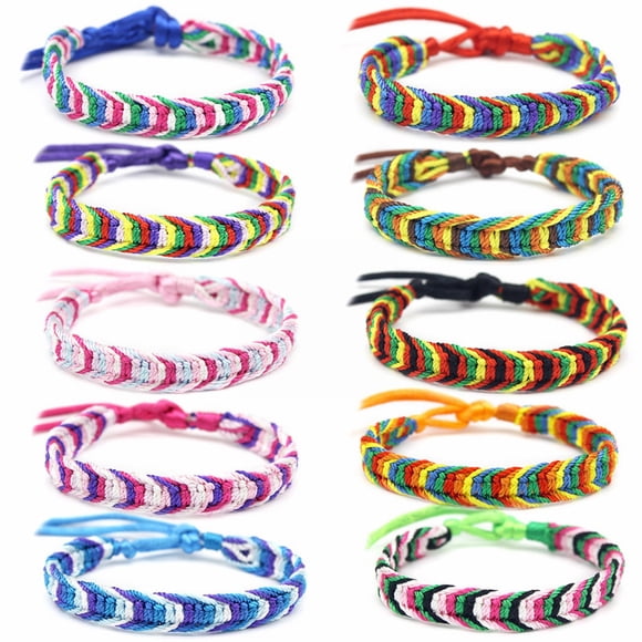 NUOKO 10PCS Mix Colors Bracelets Adjustable Handmade Colorful Bracelet Woven Friendship Bracelets For Boys Girls