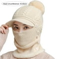 thumbnail image 5 of 3 in 1 Winter Knitted Beanie Hat Face Neck Warmer Set for Women Girls Fleece Lining Ski Caps with Pompom, 5 of 8