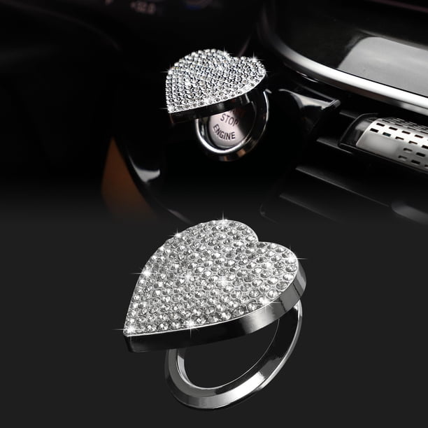 TOMALL Bling - Cubierta para botón de arranque de motor de coche, diseño de diamante interior de cristal, botón de arranque, pegatina de anillo, accesorios brillantes, botón de encendido con forma de