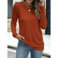 thumbnail image 5 of Long Sleeve Shirts for Women Tunic Tops for Women Loose Fit Dressy Crew Neck Pullover Basic Sweaters for Women Orange L, 5 of 8