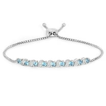 Genuine White and Blue Topaz 1.16 Carats Bolo Bracelet Gift Jewelry For Women