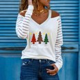 thumbnail image 1 of DPTALR Woman V-Neck Long Sleeve T-Shirt Autumn Printing Cold Shoulder Loose Blouse Tops, 1 of 4