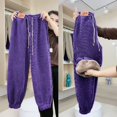 thumbnail image 1 of Pantalones gruesos de terciopelo para mujer, pantalones Harlan casuales de largo estrecho para otoño/invierno para mujer, 1 of 5