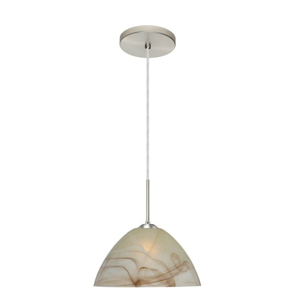 1JT-420183-LED-SN-Besa Lighting-Tessa-One Light Cord Pendant with Flat Canopy-10.5 Inches Wide by 5.5 Inches High-Satin Nickel Finish-Mocha Glass