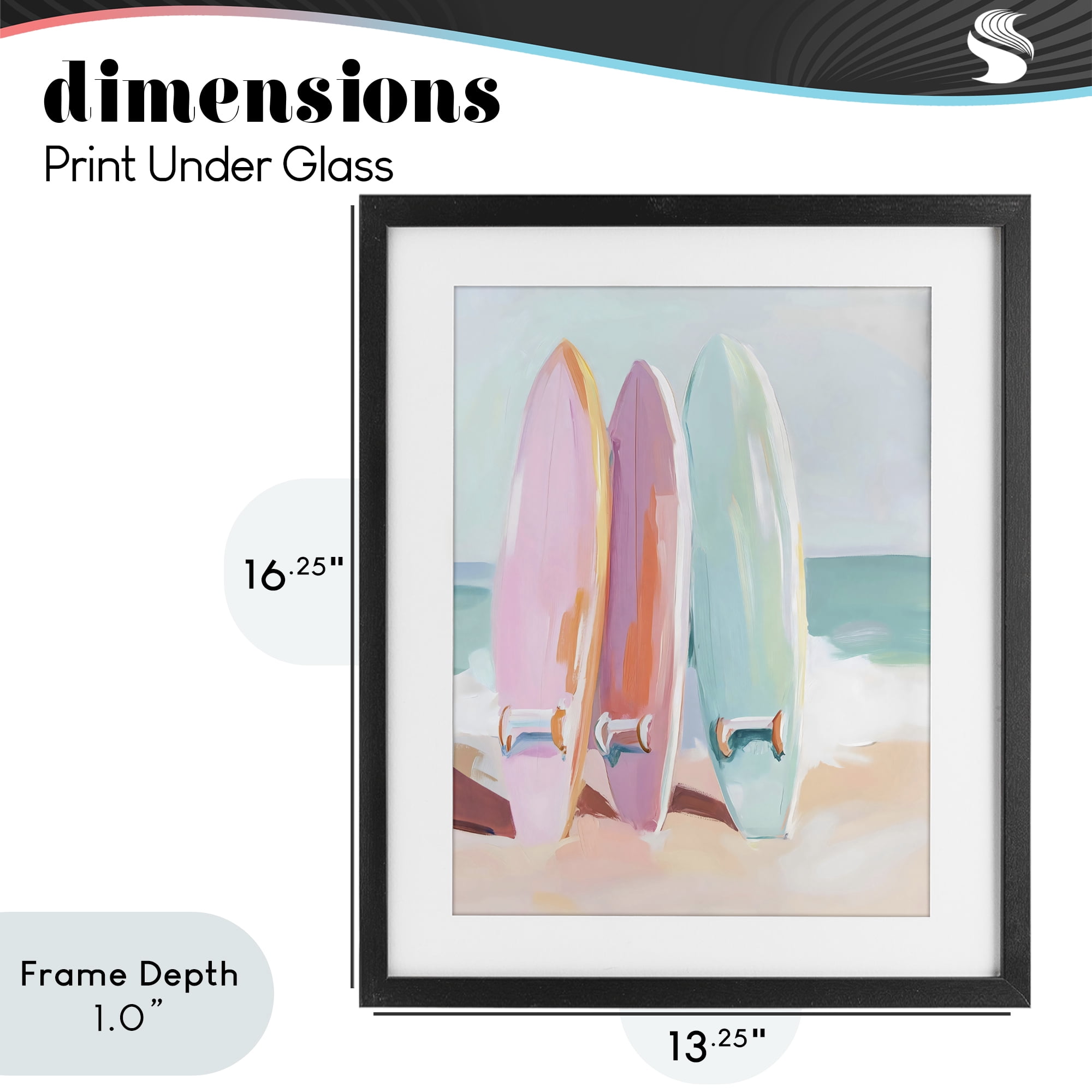Stupell Industries Pastel Surfboards on Sandy Beach Black Framed Print Under Glass, design by The Prints Vibe