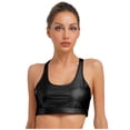 thumbnail image 1 of Hansber Women's Shiny Sport Bras Racer Back Strappy Crop Tops for Raves Festivals Yoga Workout Fitness Black L, 1 of 5