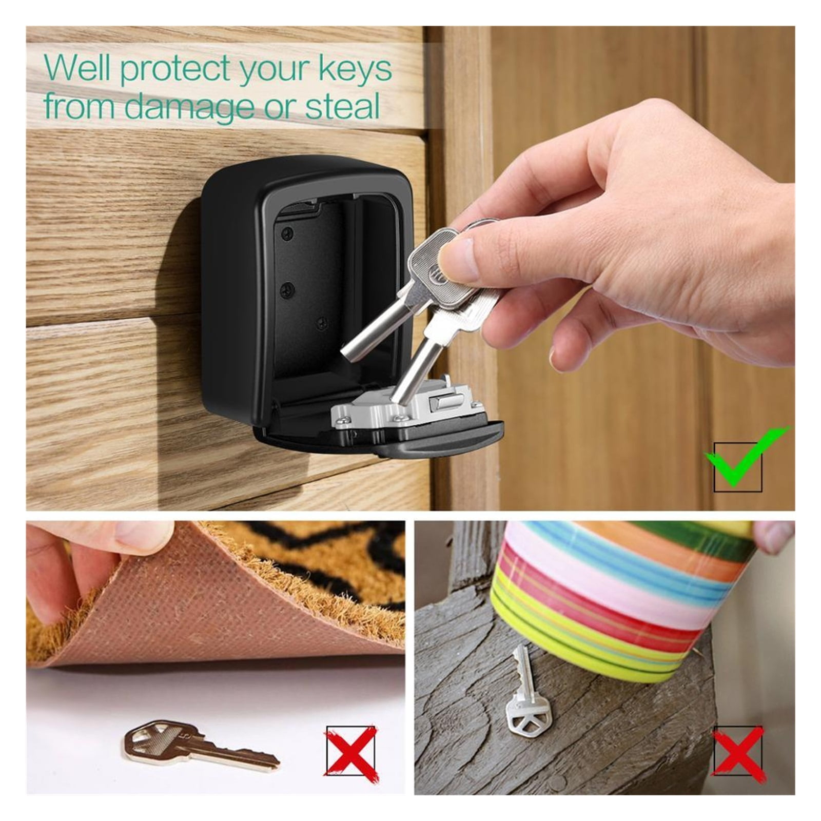 Key Safe Box Outdoor,Password Key Box Decoration Key Code Box Key Storage Lock Box Wall Mounted Password Box Outdoor Key Safe Lock Box ,Security and Anti-Theft