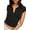 Black, variant on Womens Short Sleeve Collared -Tops V Neck Button Down Fitted Shirts Black S