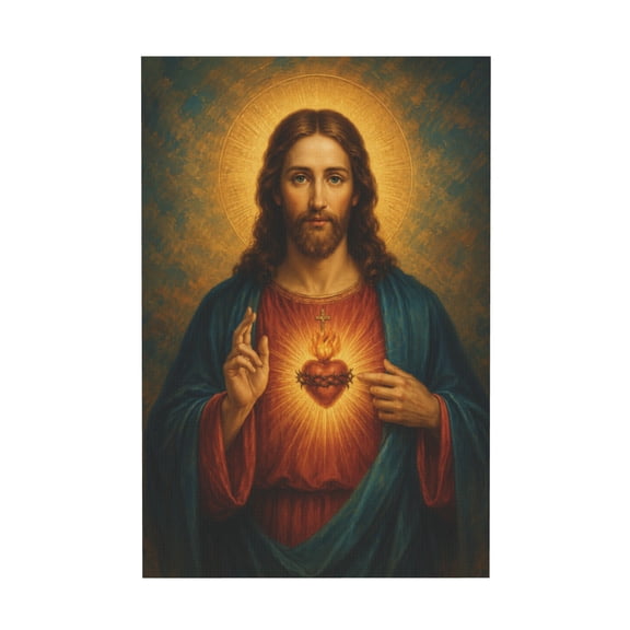 Sacred Heart of Jesus Christian Canvas Wall Art For Living Room Bedroom Prayer Room 12*18in