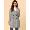 thumbnail image 3 of INSPIRE CHIC Women's Plaid Double Breasted Notched Lapel Blazer Coat, 3 of 6