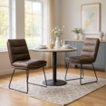 thumbnail image 1 of Homy Casa Set of 2 Faux Leather Side Chairs with Ergonomic Back and Rust-Resistant Metal Legs, Brown, 1 of 9