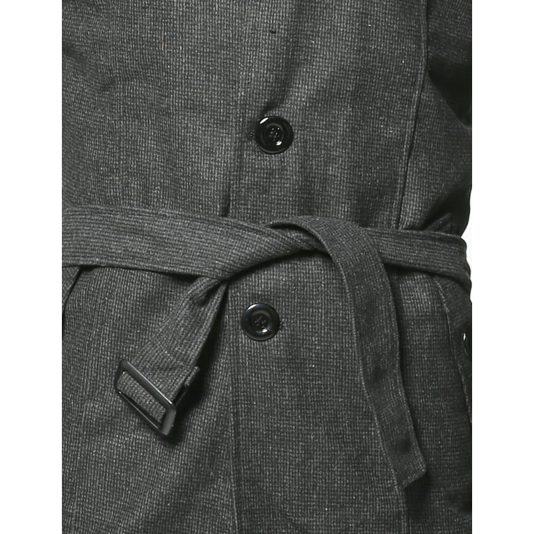 FashionOutfit Men's Classic Slanted Side Pockets Detachable Belt Coat -  Walmart.com