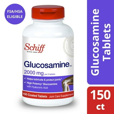 Schiff Glucosamine + Hyaluronic Acid Tablets, 2000 Mg. 150 Ct