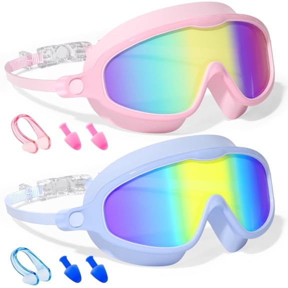 GPED Kids Swim Goggle, 2 Pack Swimming Goggles, Anti-UV Anti-Fog No Leaking Swim Glasses for Children Age 6-14