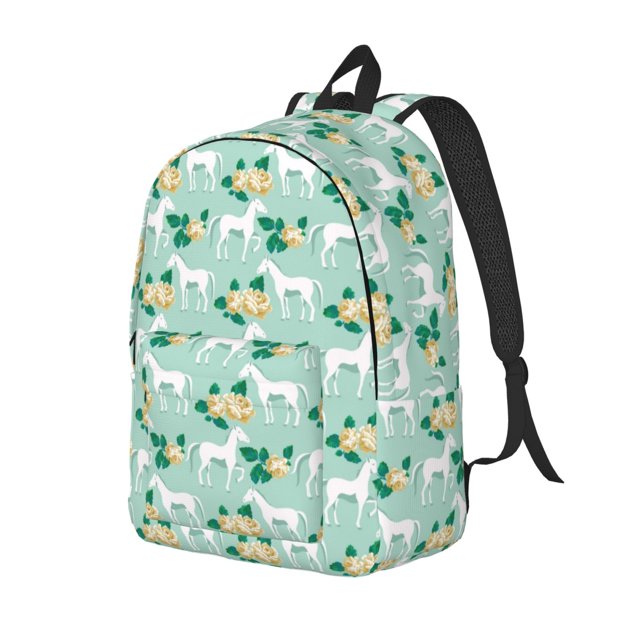 Easygdp Horse And Flower Mochila de Lona Resistente para Laptop, Compatible con Laptops de 15 a 17 pulgadas, Ideal para Escuela, Trabajo y Viajes-Small