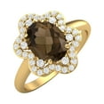 thumbnail image 2 of 8x6mm Oval Shape Smoky Quartz 925 Silver Yellow Plated Engagement Women Mother's Day Gift Ring, 2 of 4