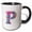 Black/White, variant on 3drose, Perfect Letter P. Exquisite Colorful Spring Flowers Artsy Gift, 11oz Two-tone Green Mug