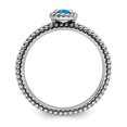 thumbnail image 2 of Sterling Silver Stackable Expressions Checker-cut Blue Topaz Antiqued Ring - Size 5, 2 of 3
