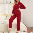 thumbnail image 3 of ShomPort Women 2 Piece Outfits Sleepwear Pajama Sets Long Sleeve Tops and Wide Leg Pants Nightwear, 3 of 7