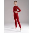 thumbnail image 4 of YiZYiF Kids Girls Sparkle Long Sleeve Full Body Leotard Unitard for Ballet Gymnastics Dance Skating Burgundy 6, 4 of 7