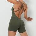 thumbnail image 6 of Women Yoga Jumpsuits Workout Sport Jumpsuits Women Activewear Women Sports Bodysuits & Jumpsuits Women Sports Jumpsuits Crisscross Backless Sports Romper Belted Suit Velour Jumpsuit Women Jumpsuit, 6 of 7