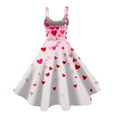 thumbnail image 3 of LWavelet 2026 Valentine's Ruffled Fitted Heart Dress, Women's Love Rose Print Sleeveless A Line Flowy Casual Sundresses Pink XL, 3 of 3