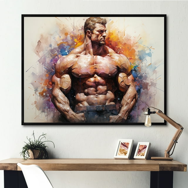 Designart art Mural Encadré Aérobic & Musculation, art Mural Encadré Aérobic & Musculation, Musculation Euphony I, Beige Grand art Mural Encadré Moderne Noir, 40x30 Pouces Cadre Noir