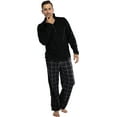 thumbnail image 2 of Mens Pajama Long Sleeve Top and Buffalo Plaid Pants Loungewear, Black, Size: Small, 2 of 7
