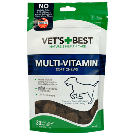 Vet's Best Multi-Vitamin Soft Chews Dog Supplements, 30 Day (The Best E Collar For Dogs)
