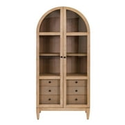 Martin Furniture 78"H Arched Display Cabinet Bookcase in Light Brown