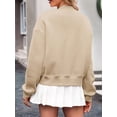 thumbnail image 5 of Womens Jacket Fall Winter Long Sleeve Stand Collar Shacket with Side Pocket Coat Beige M, 5 of 8