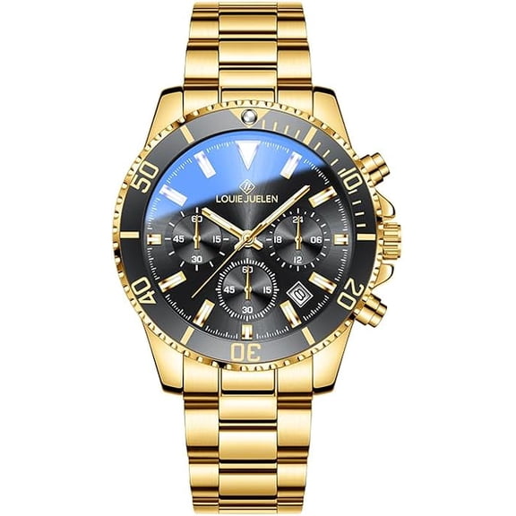 Men's Quartz Watches with Subdials Analog Wrist Watch with Date-Display Waterproof Luminous Chronograph Dress Watch for Men, Multi-Color Dial, Stainless Steel Band