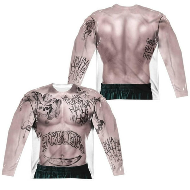 Long Sleeve Suicide Squad Joker Tattoo Costume Tee Front Back Sublimated Walmart Com