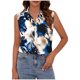thumbnail image 2 of TaTaai Printed Lapel Top Sleek Texture Women's Fashion Button Front Sleeveless Short Sleeve Loose Summer Casual Office Blouse Gift, 2 of 6