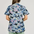 thumbnail image 3 of Scrubs for Women Plus Size Stretch Short Sleeve V Neck Cute Animal Pattern Nurse Tops Working Uniform Nursing Top with Pockets 02-Light Blue 3XL, 3 of 5