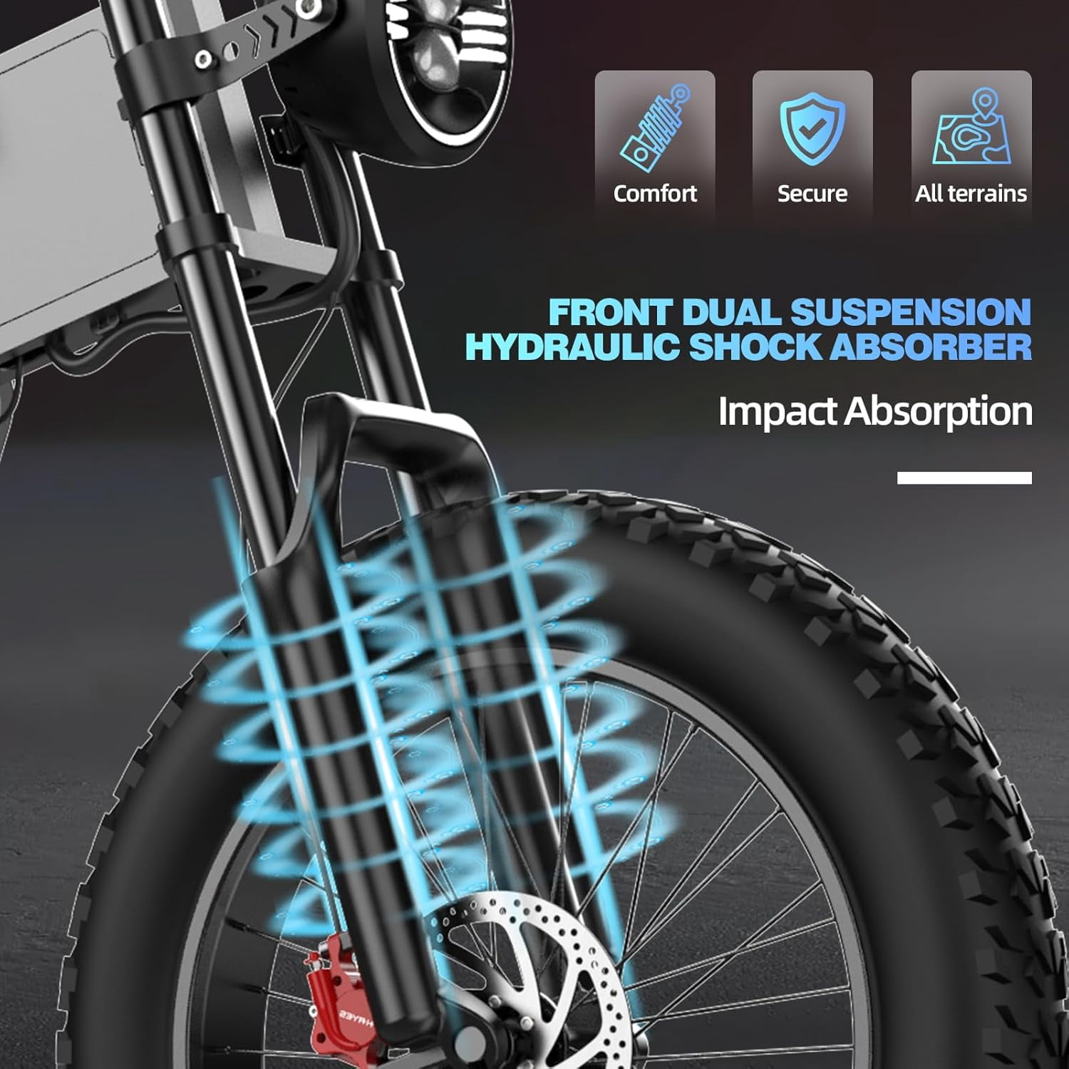 Electric Bike for Adults,2000W 34mph Moutain Bike,48V 35AH 20" Fat Tire Electric Bicycle Full Suspension UL2849