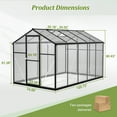 thumbnail image 3 of LZBEITEM 6'x10'x6.5' Walk-In Polycarbonate Greenhouse, Black Aluminum Frame, Adjustable Ventilation, 3 of 12