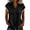 Black, variant on Women's Textured Notched Blouse Collar Half Button Shirt Scalloped Lace Trim Cuff Tops Office Casual Work Shirts Navy,2xL