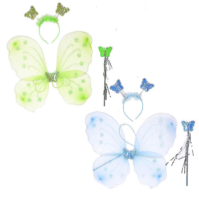 Varita y diadema de mariposa con alas de mariposa de hadas para niñas, vestido de princesa para niñas pequeñas
