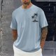 thumbnail image 1 of Tops para hombre, blusas y camisas de cuello redondo y manga corta para hombre, blusas casuales de moda con cuello redondo y estampado para hombre, blusas de poliéster para hombre., 1 of 5