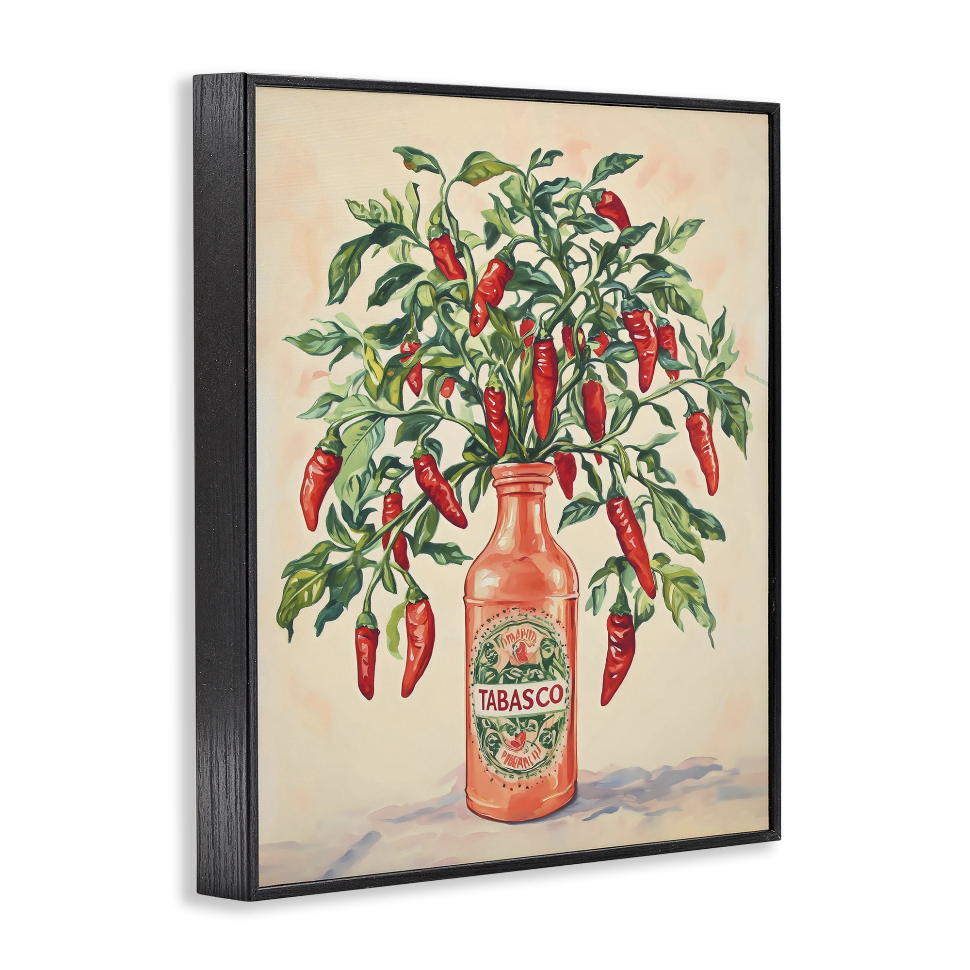 Stupell Industries Chili Peppers in Hot Sauce Vase Black Framed Giclee Art, design by The Prints Vibe