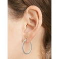 thumbnail image 4 of Sterling Silver Platinum Plated Huggy Style CZ Hoop earrings, 4 of 6