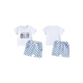 thumbnail image 3 of 2Pcs Baby Boy Summer Outfits Short Sleeve T-Shirt + Pocket Checkerboard Shorts Set Toddler Clothes, 3 of 10