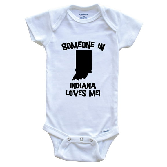 Someone In Indiana Loves Me State Silhouette Cute Baby Bodysuit - One Piece Baby Bodysuit, 0-3 Months White