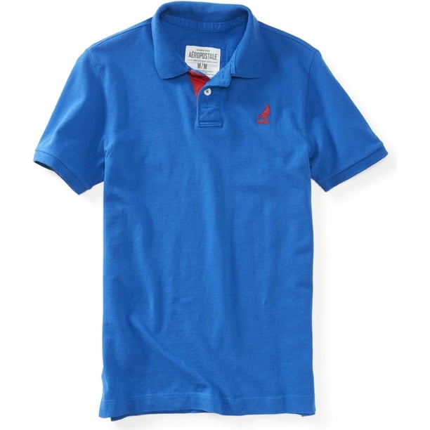 Polo de rugby de piqué Aeropostale con solapa en contraste para Hombre Azul XX-Large